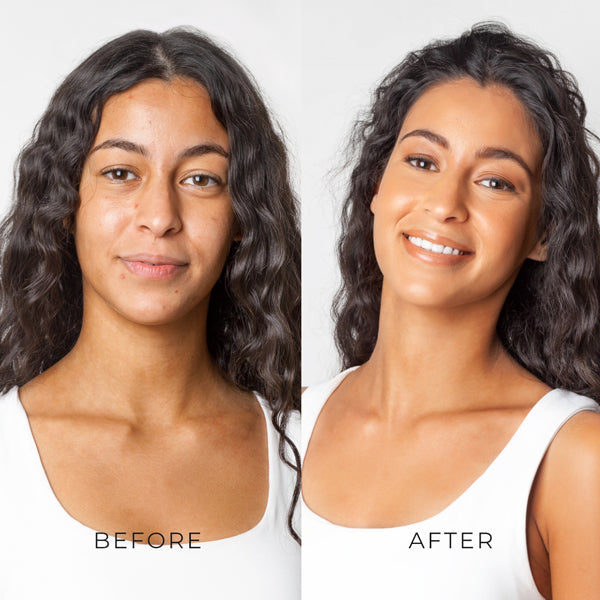Before and after colour correcting concealer